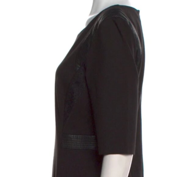 REBECCA TAYLOR NWoT Black Dress $320 Sz 10 / large Leather Sheath Work Pencil - Picture 2 of 9